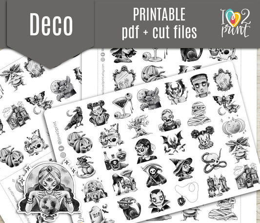 Nocturnal Shadows Decorative Stickers - Printable PDF & Cut Files
