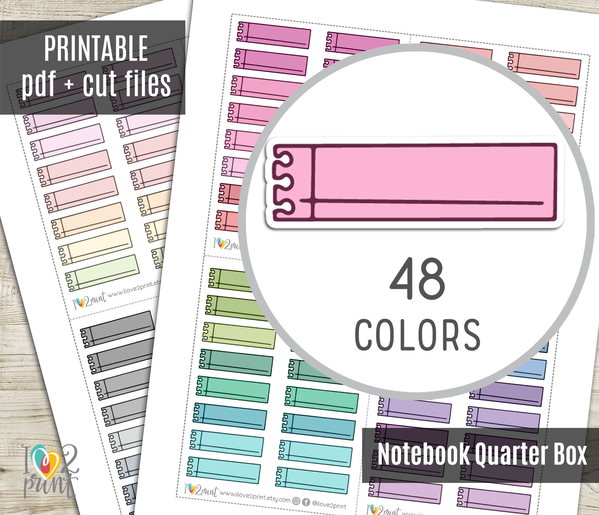 Quarter Note Sticker 48 Colorful Notebook Note Doodle Quarter Box Stickers | Printable Func ...
