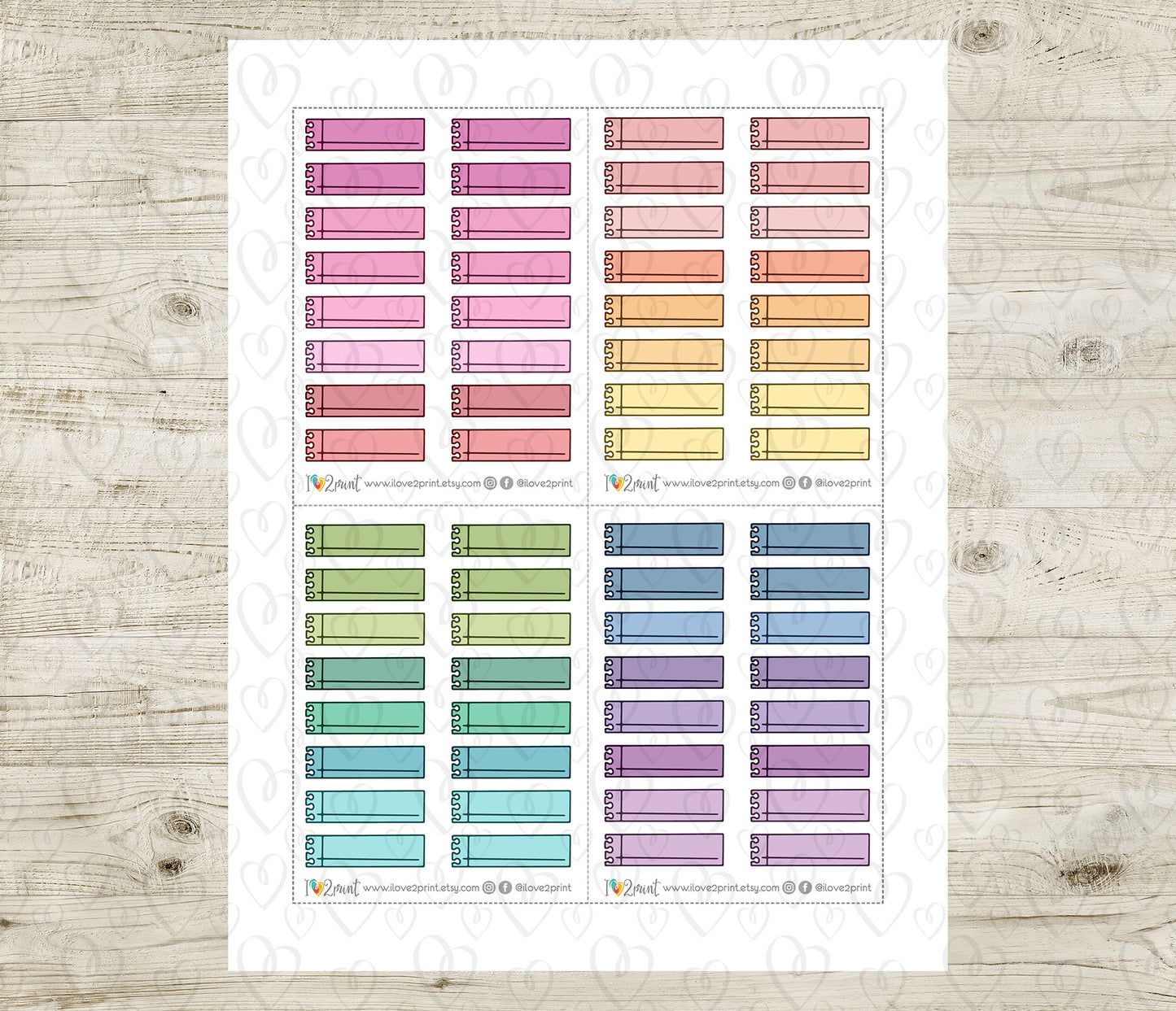 48 Colorful Notebook Note Doodle Quarter Box Stickers | Printable Functional Planner Supplies | PDF & Cut Files