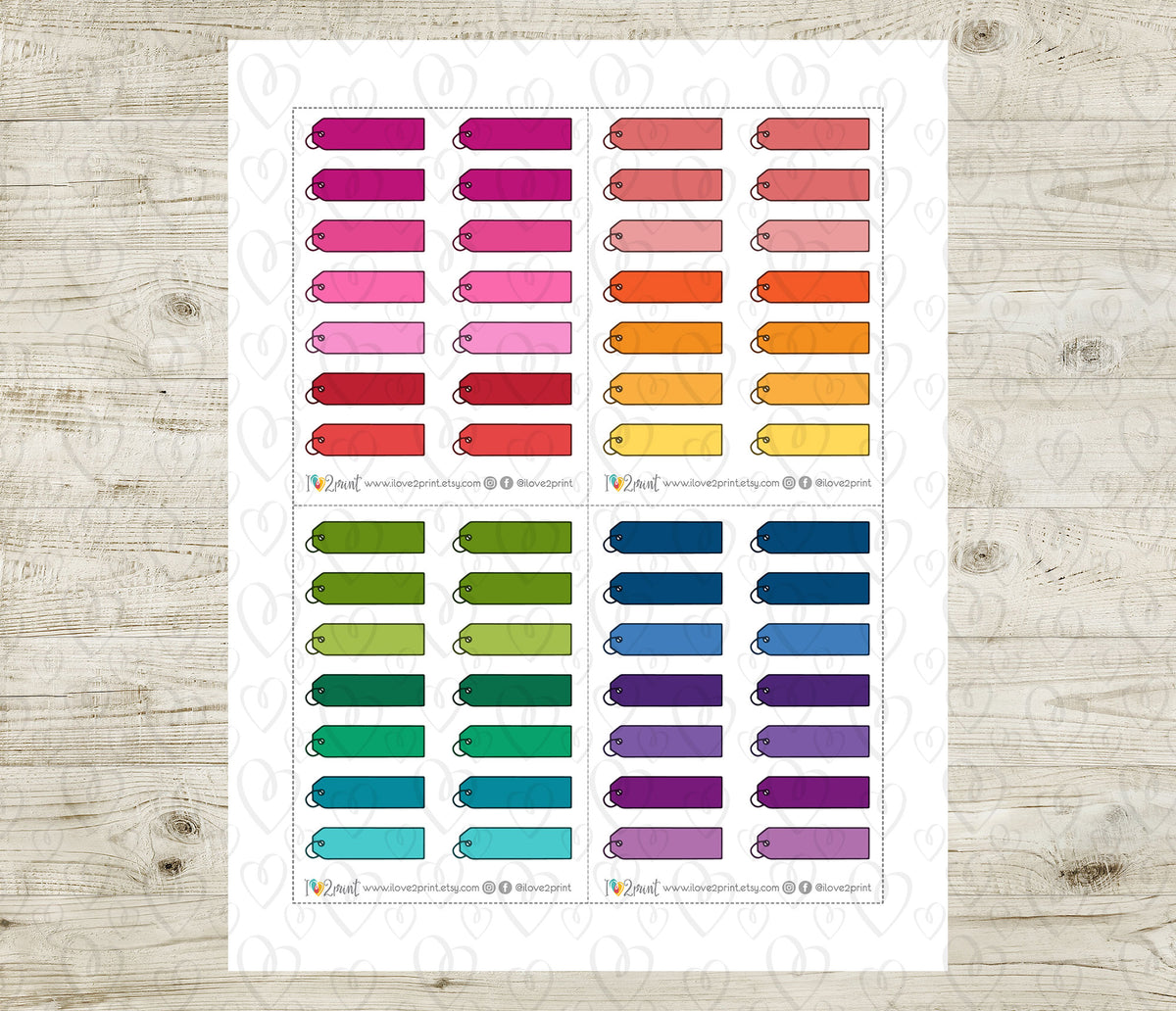 48 Colorful Tag Label Doodle Quarter Box Stickers | Printable Function ...