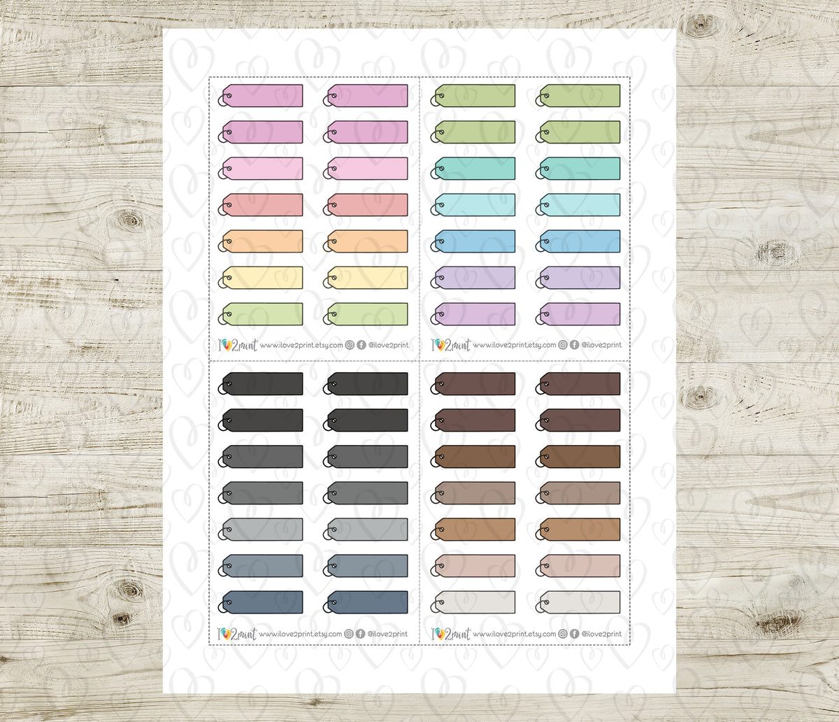 48 Colorful Tag Label Doodle Quarter Box Stickers | Printable Function ...