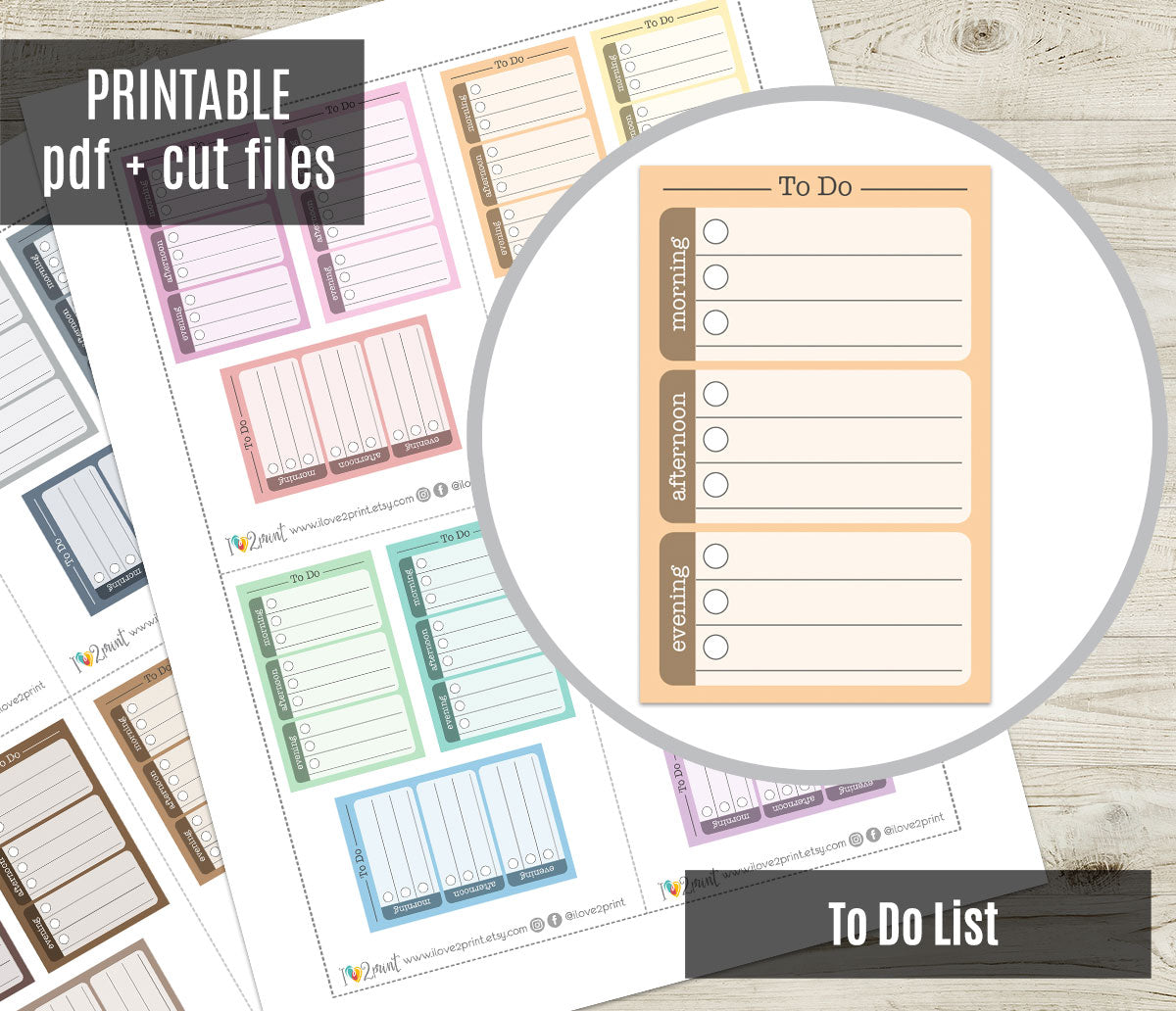 To Do Morning Afternoon Evening Printable Stickers | Time Block Labels | PDF Cut Files