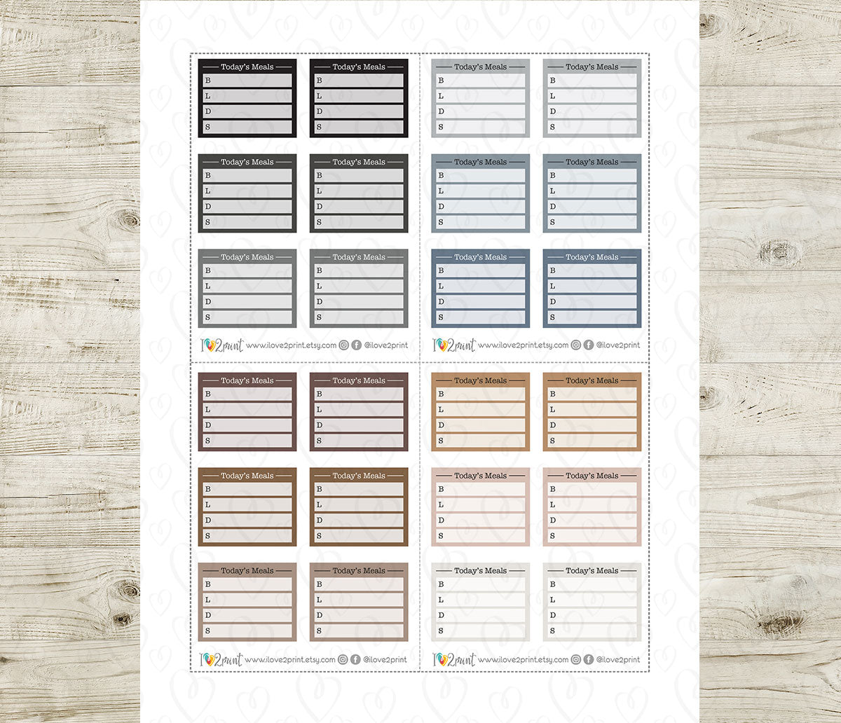 Today's Meals Printable Planner Stickers | Breakfast Lunch Dinner Snack | PDF Cut Files
