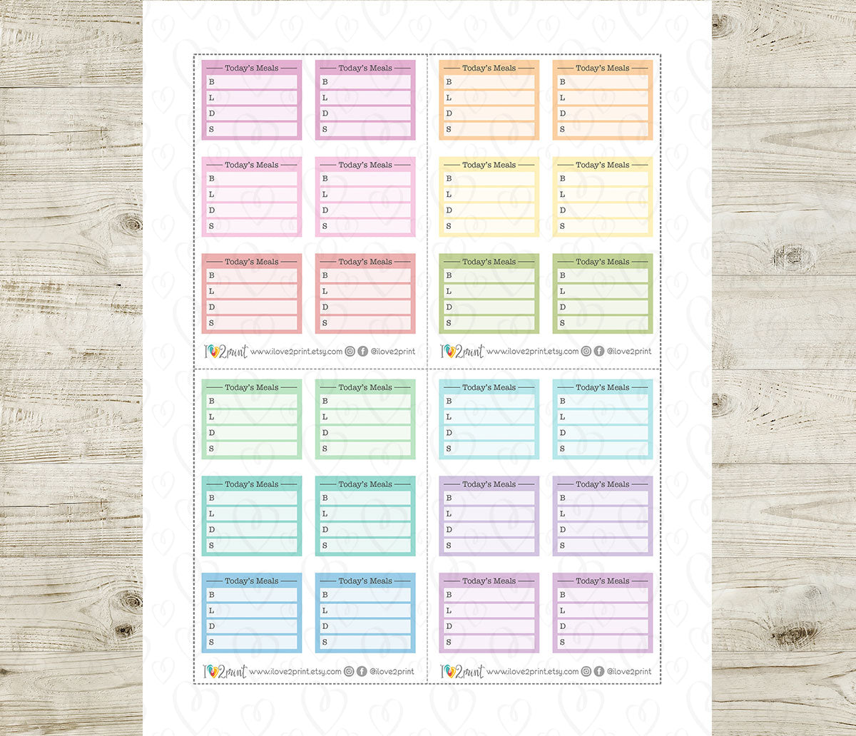 Today's Meals Printable Planner Stickers | Breakfast Lunch Dinner Snack | PDF Cut Files