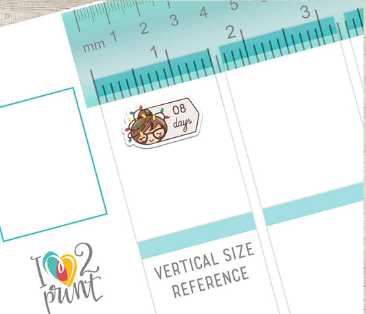 FREEBIE – Elena Christmas Countdown – Printable Planner Stickers – PDF + Cut Files – Instant Download