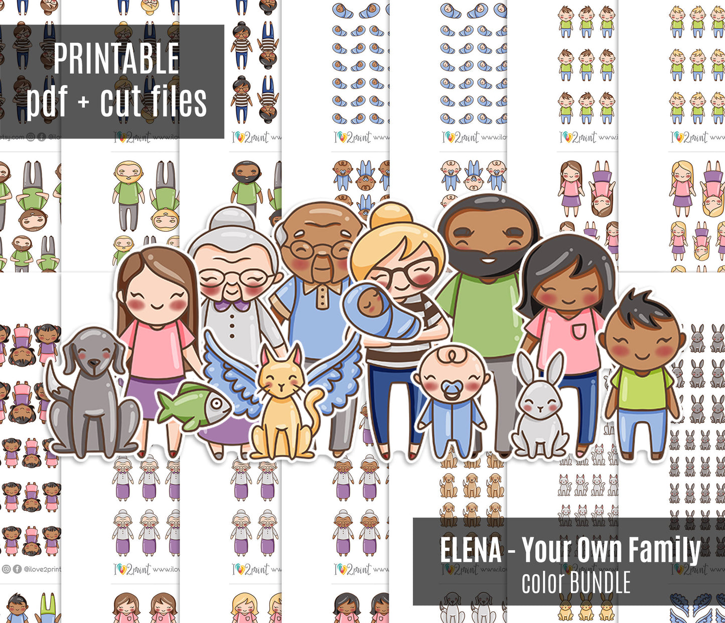 Make Your Own Family Color Bundle | Set 1 + Set 2 All Variations | PDF Cut Files | Best Value