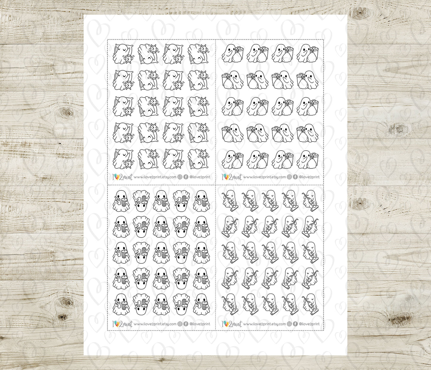 Hauntie the Ghost – DOODLE Daily Life BUNDLE 2 – Printable Planner Stickers – PDF + Cut Files – Instant Download