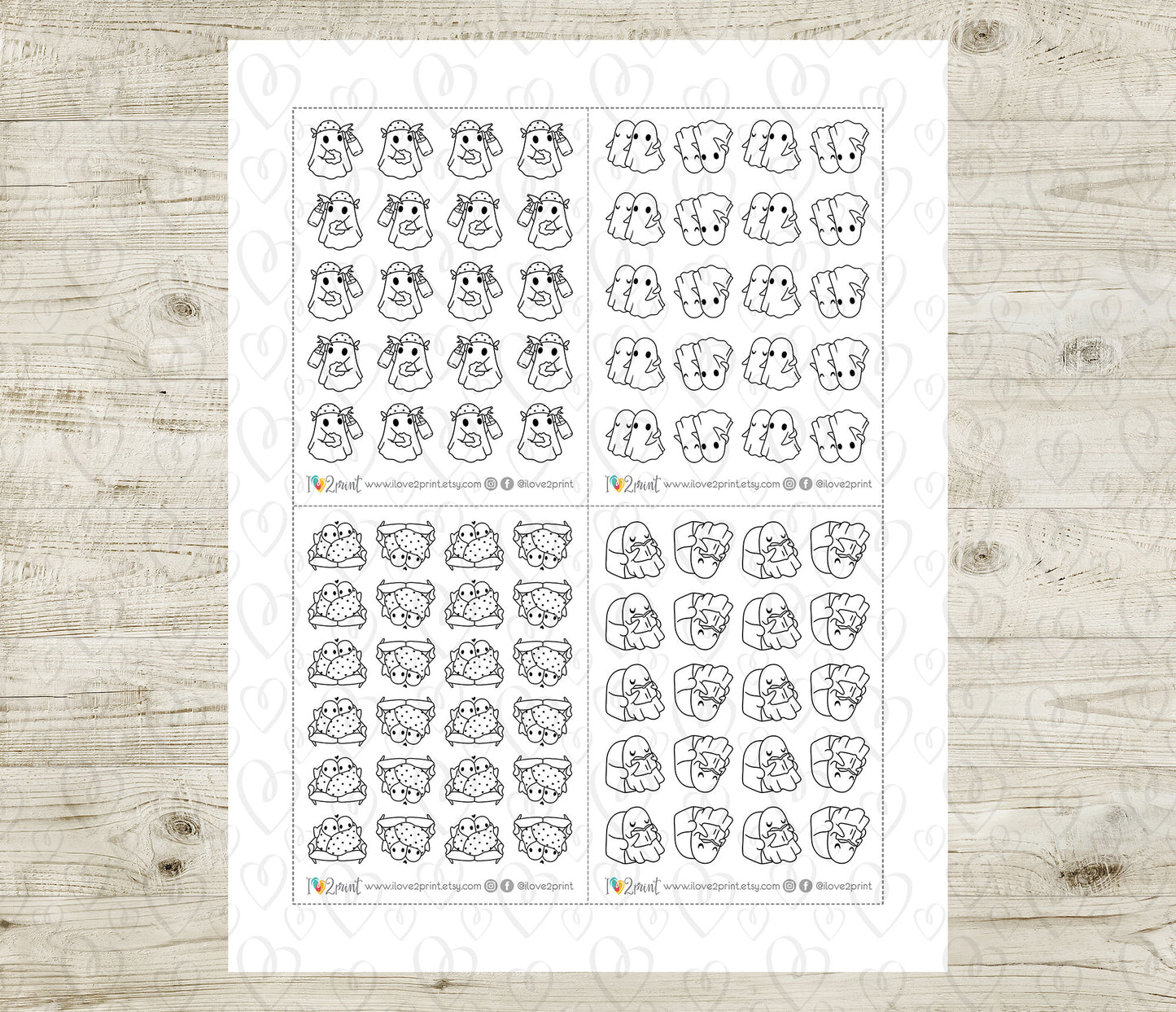 Hauntie the Ghost – DOODLE Daily Life BUNDLE 2 – Printable Planner Stickers – PDF + Cut Files – Instant Download