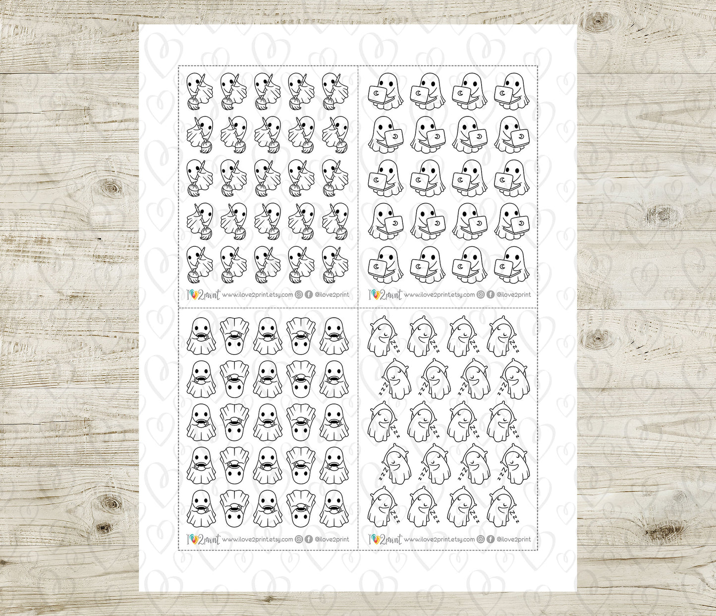 Hauntie the Ghost – DOODLE Daily Life BUNDLE 1 – Printable Planner Stickers – PDF + Cut Files – Instant Download
