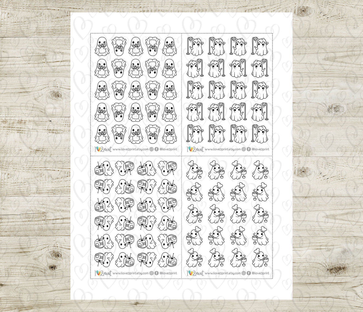 Hauntie the Ghost – DOODLE Daily Life BUNDLE 1 – Printable Planner Stickers – PDF + Cut Files – Instant Download