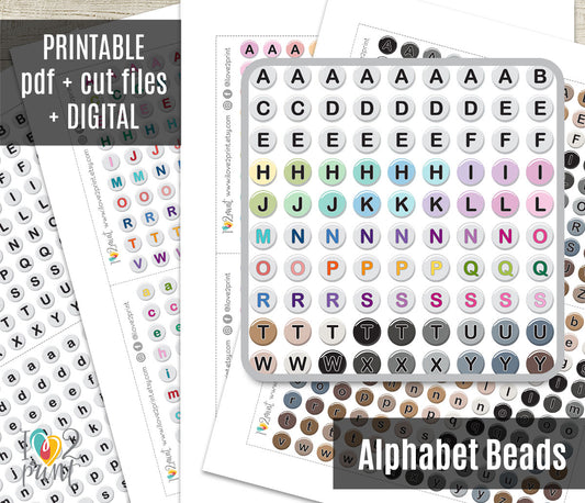 Alphabet Beads Functional Printable Stickers | 4 Color Combos | Planner