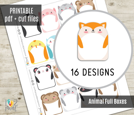 Kawaii Animals Sticker Full Notes – Cute Functional & Decorative Printable Labels – PDF + Cut Files