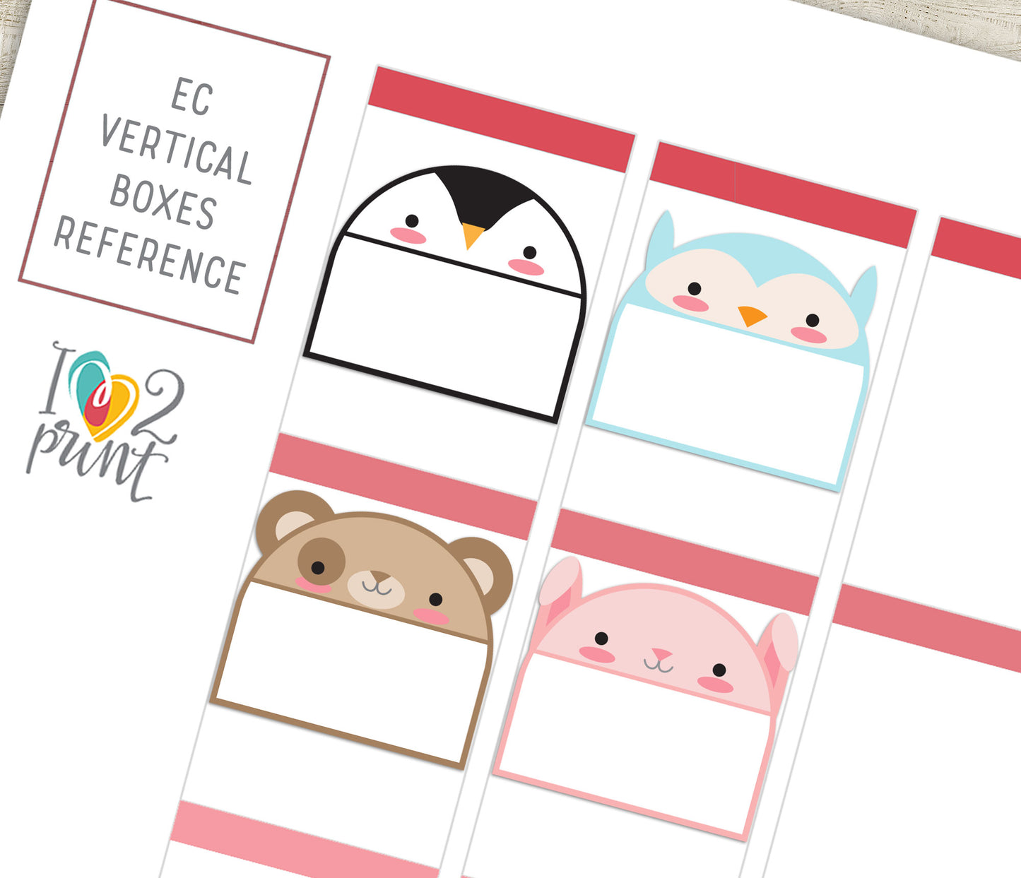 Kawaii Animals Sticker Half Box Notes – Cute Functional & Decorative Printable Labels – PDF + Cut Files