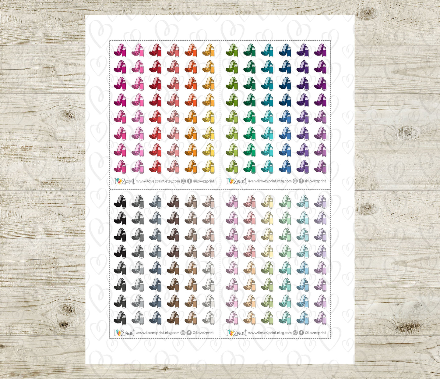 Asthma Icons Stickers - Functional Printable Stickers - PDF & Cut Files