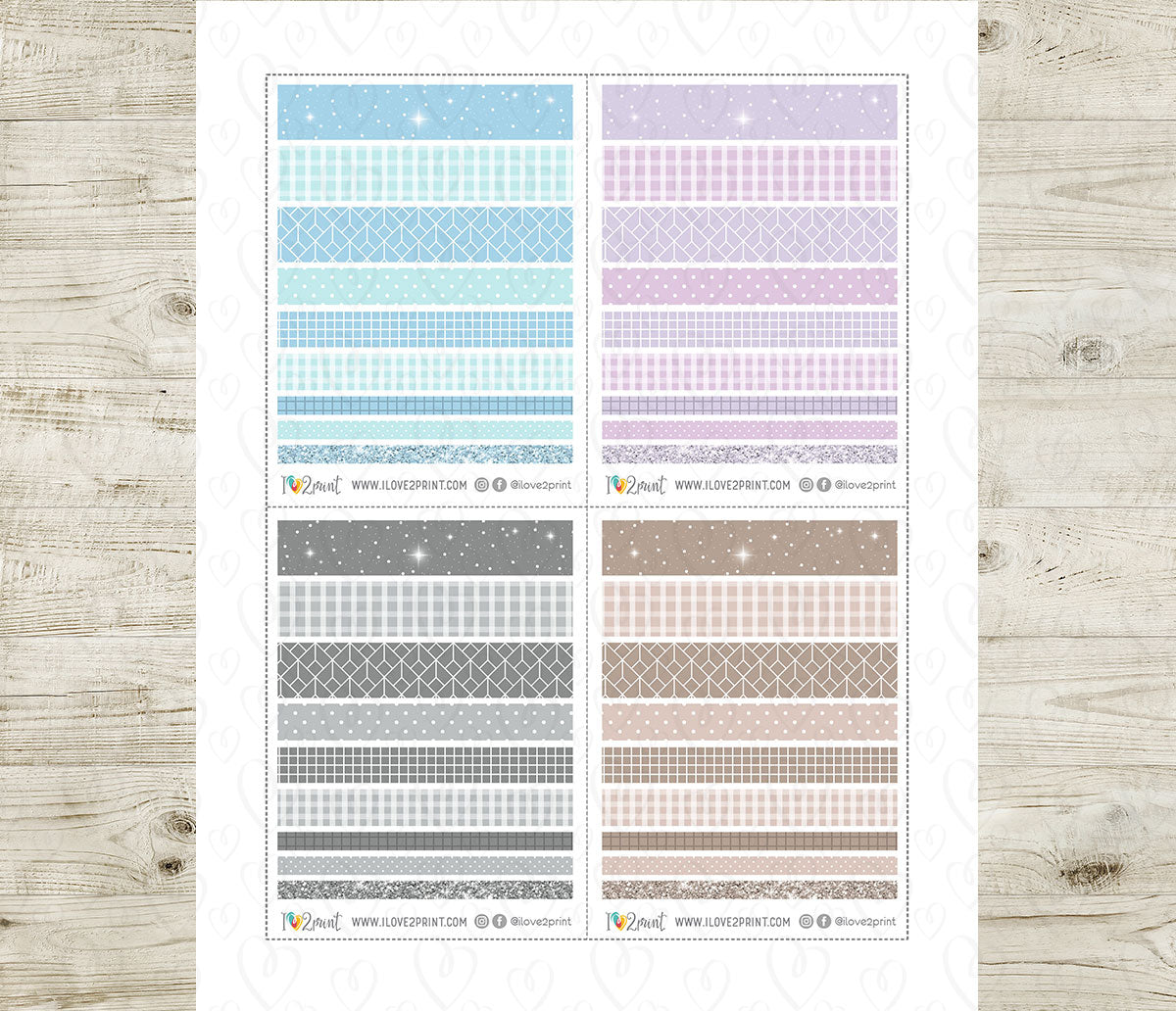 Printable Washi Tape Pastel Colors | Planner Journal Scrapbook Craft