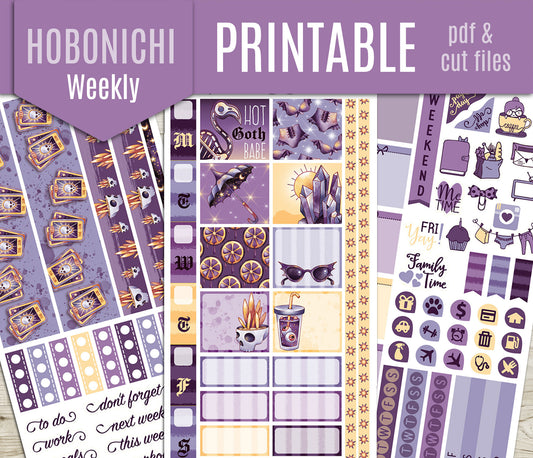Summer Goth Stickers - Hobonichi Weeks - Printable PDF & Cut Files