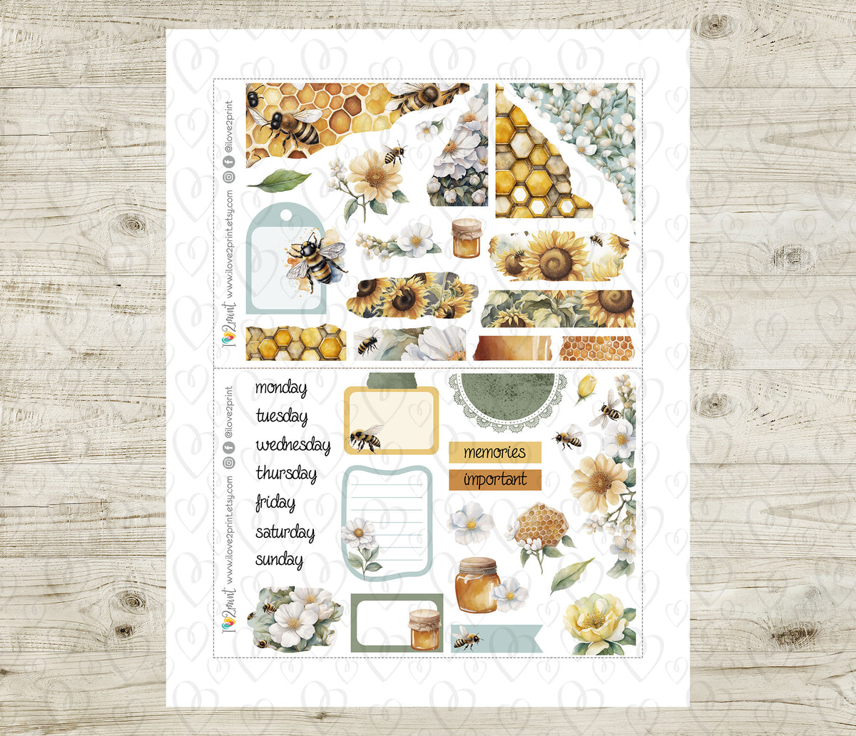 Bees Journal Stickers - Printable Printable PDF & Cut Files – Ilove2Print