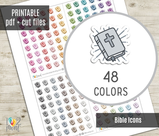 Bible Icons Stickers - Functional Printable Stickers - PDF & Cut Files