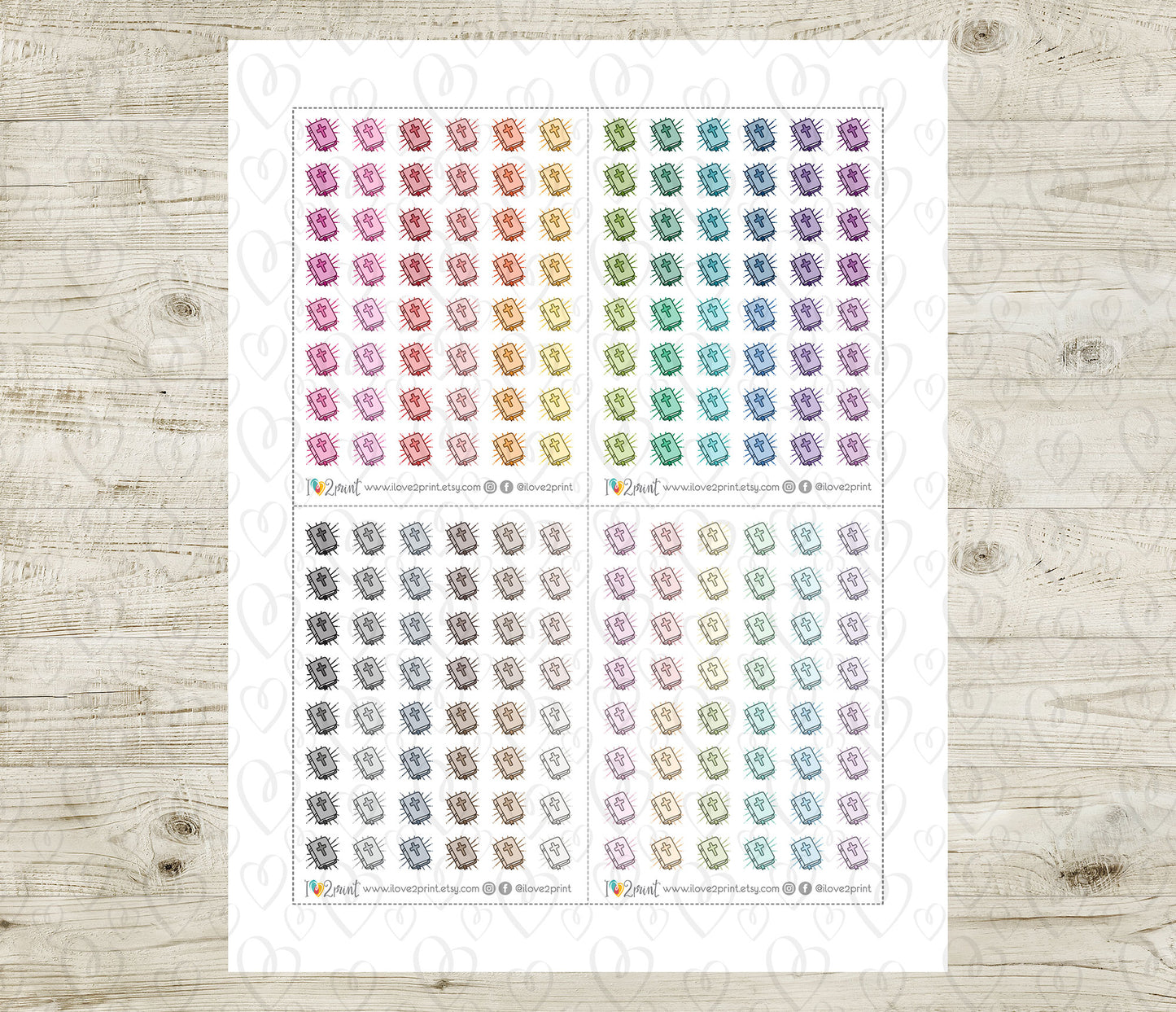 Bible Icons Stickers - Functional Printable Stickers - PDF & Cut Files