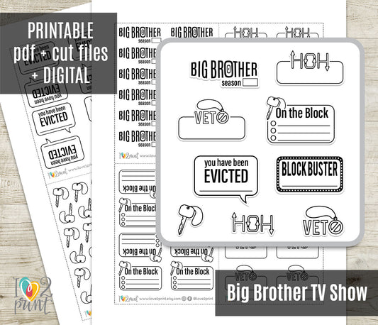 Big Brother Complete Tv Show Tracker Stickers | HoH Veto Eviction Key | PDF Cut Files