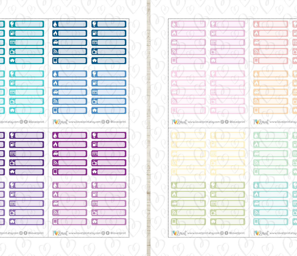 Bill Due Stickers Set 2 - Functional Printable Stickers - PDF & Cut Files
