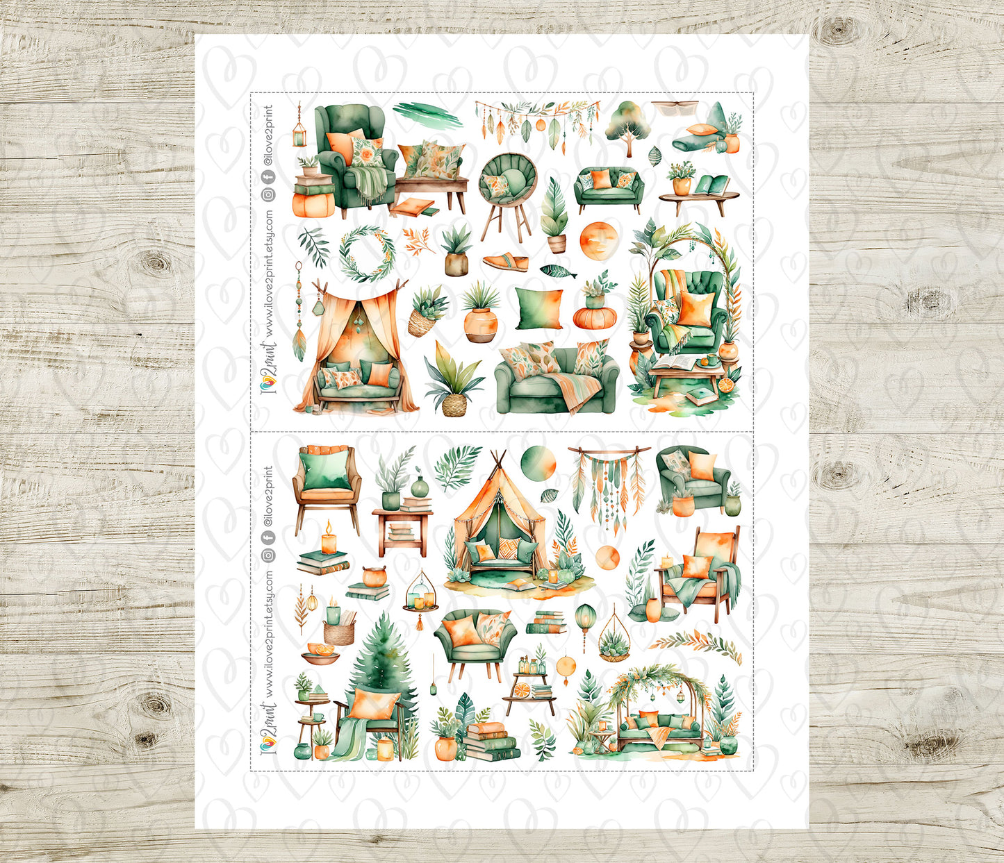 Boho Corner Decorative Stickers - Printable PDF & Cut Files