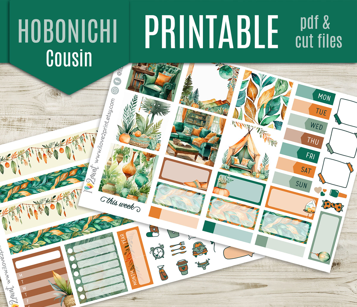 Boho Corner Stickers - Hobonichi Cousin - Printable PDF & Cut Files ...