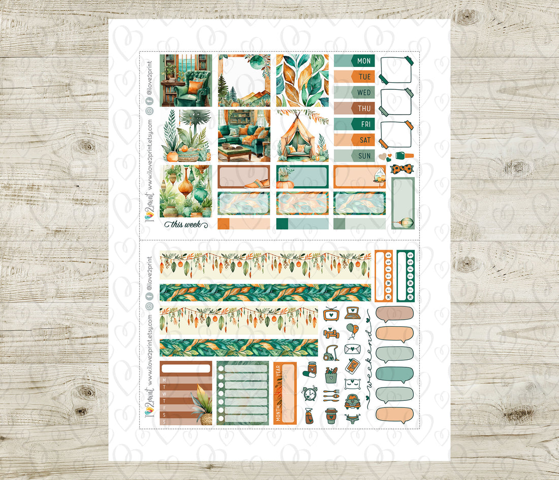 Boho Corner Stickers - Hobonichi Cousin - Printable PDF & Cut Files ...