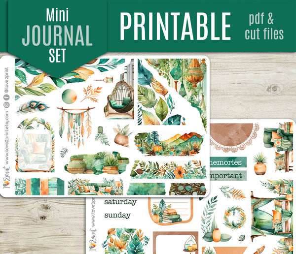 Boho Corner Journal Stickers - Printable Printable PDF & Cut Files ...