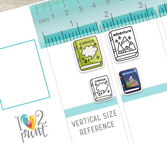 Comics & Adventure Book Genre Icons – Printable Planner Stickers – PDF & Cut Files