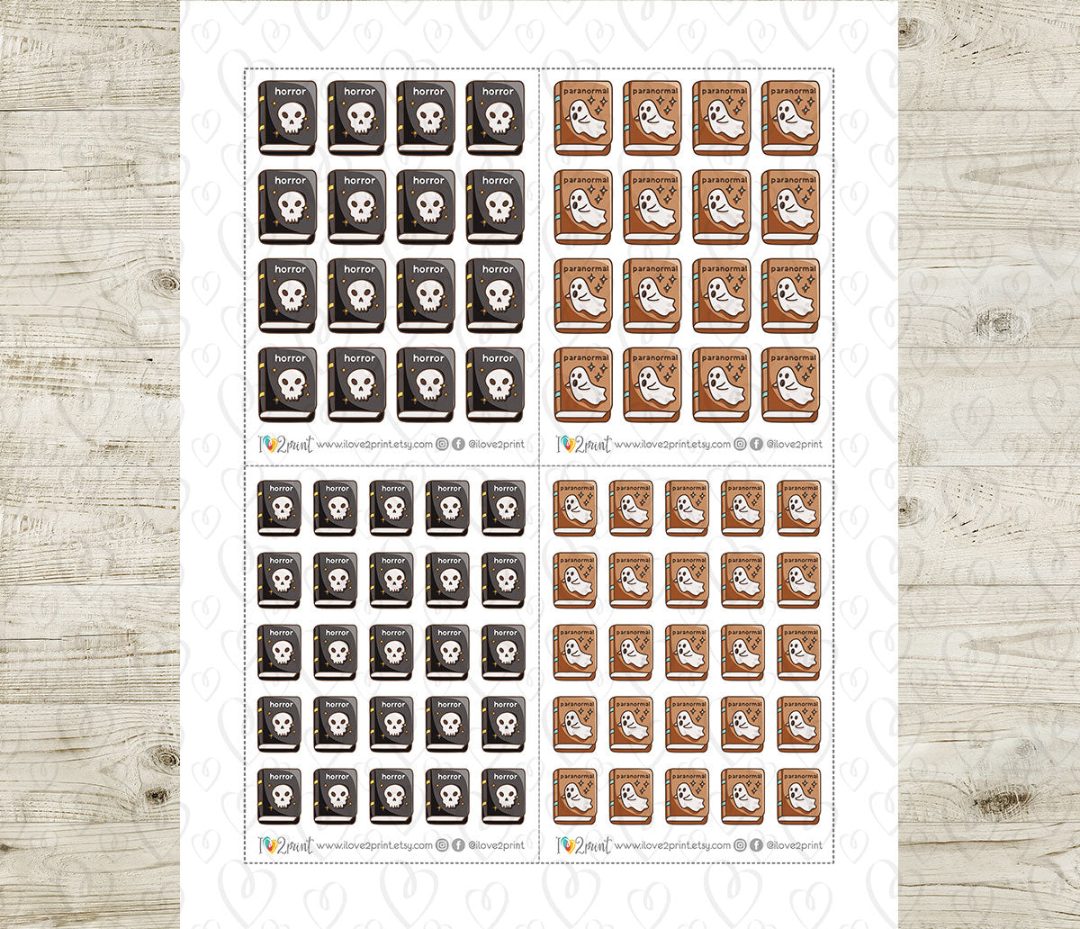 Horror & Paranormal Book Genre Icons – Printable Planner Stickers – PDF & Cut Files