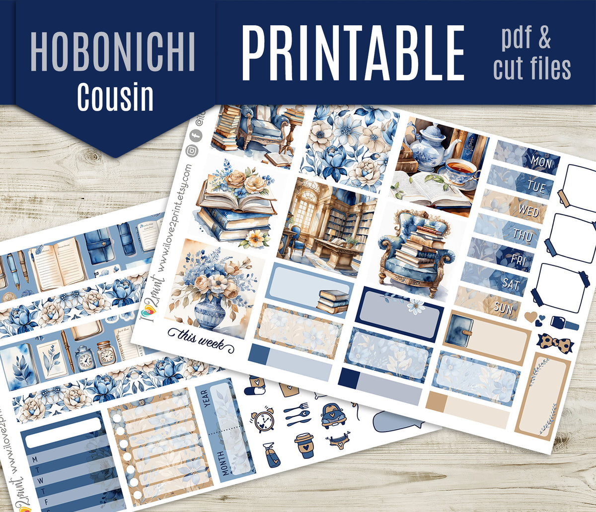 Book Lover Stickers – Hobonichi Cousin Printable Set - PDF & Cut Files ...
