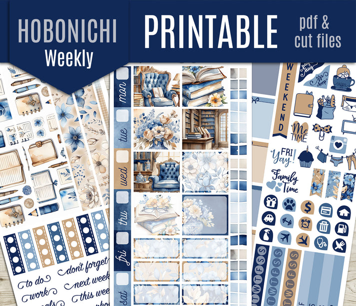 Book Lover Stickers – Hobonichi Weeks Printable Set - PDF & Cut Files ...