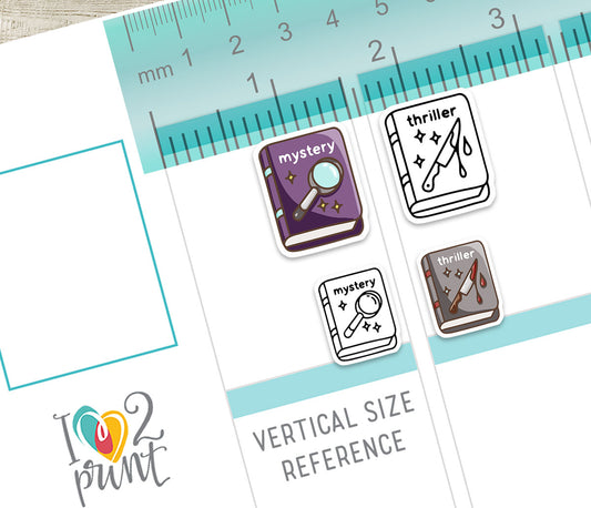 Mystery & Thriller Book Genre Icons – Printable Planner Stickers – PDF & Cut Files