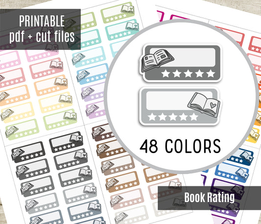 Printable Book Rating Stickers – Colorful Instant Download Stickers - PDF & Cut Files