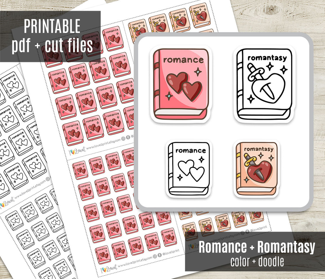 Romance & Romantasy Book Genre Icons – Printable Planner Stickers – PD ...