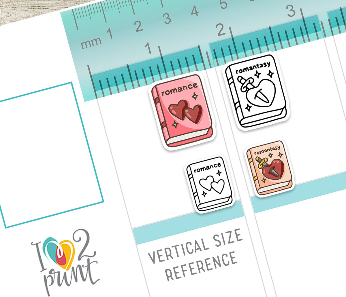 Romance & Romantasy Book Genre Icons – Printable Planner Stickers – PDF & Cut Files