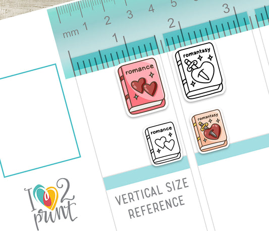 Romance & Romantasy Book Genre Icons – Printable Planner Stickers – PDF & Cut Files