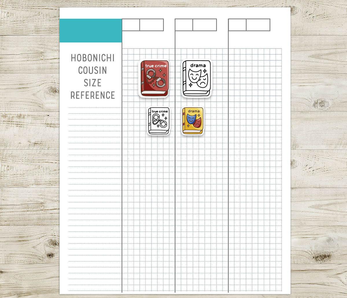 True Crime & Drama Book Genre Icons – Printable Planner Stickers – PDF & Cut Files