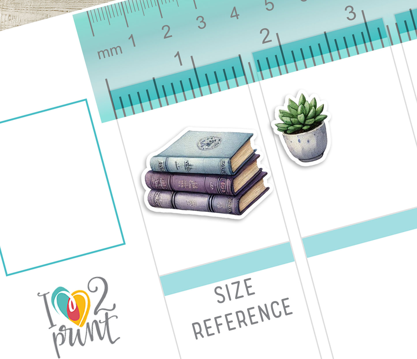 Books and Tea Decorative Printable Stickers | Lavender Library | PDF Cut Files | Instant Download