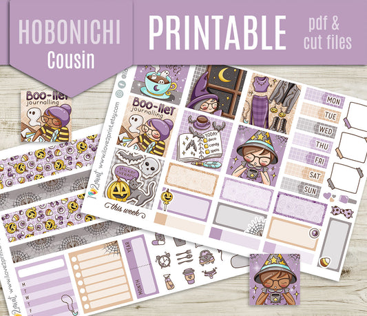 Elena Boo-llet Halloween – Hobonichi Cousin Printable Stickers – PDF & Cut Files
