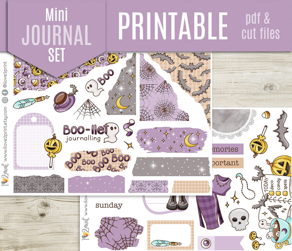 Elena Boo-llet Journalling Journal Stickers - Printable PDF & Cut File ...