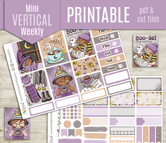 Elena Boo-llet Halloween – Mini Weekly Kit for Vertical Planners – Printable PDF & Cut Files