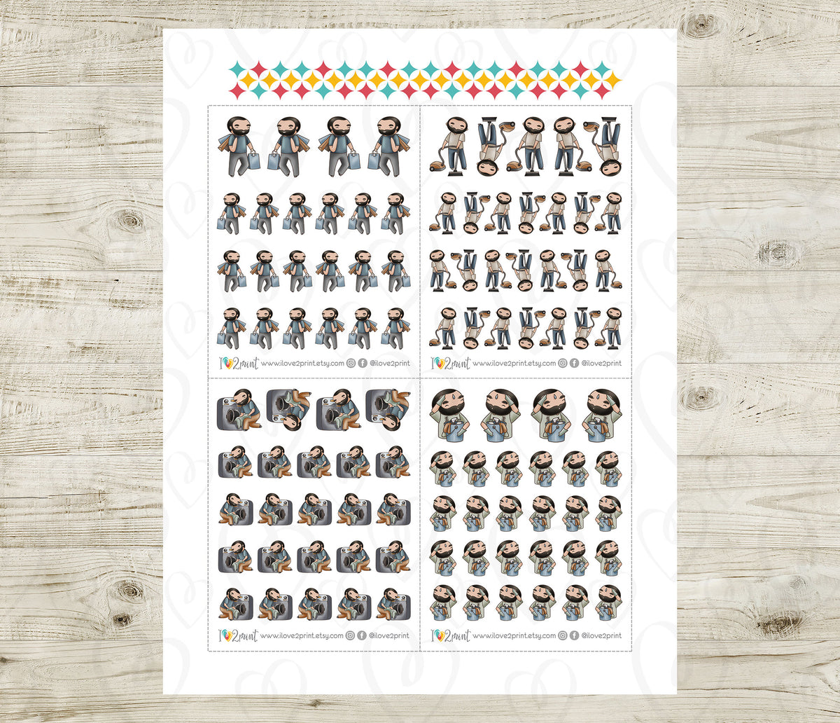 Oliver Chores Light Skin Printable Stickers  SET 1 | Cut Files | Planner