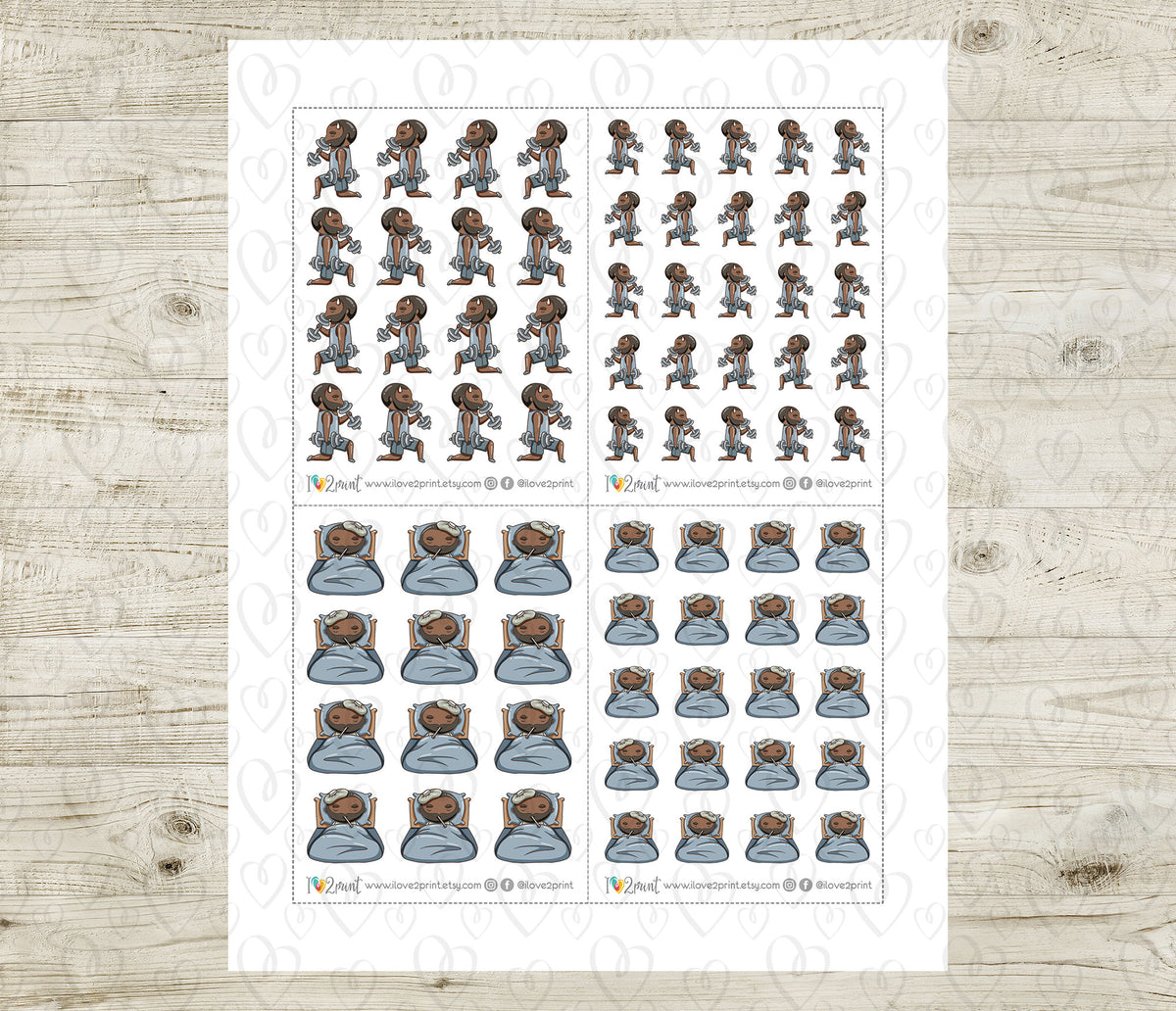 Oliver Chores Set 3 Dark Skin Printable Stickers | Cut Files