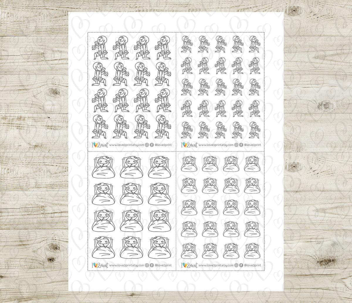 Oliver Chores Set 3 Outline Printable Stickers | Color In | Cut Files