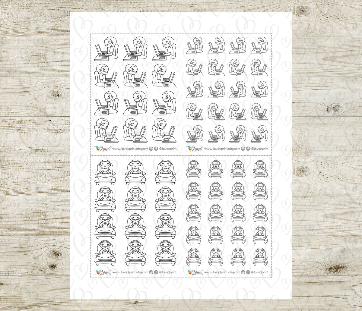 Oliver Chores Set 3 Outline Printable Stickers | Color In | Cut Files