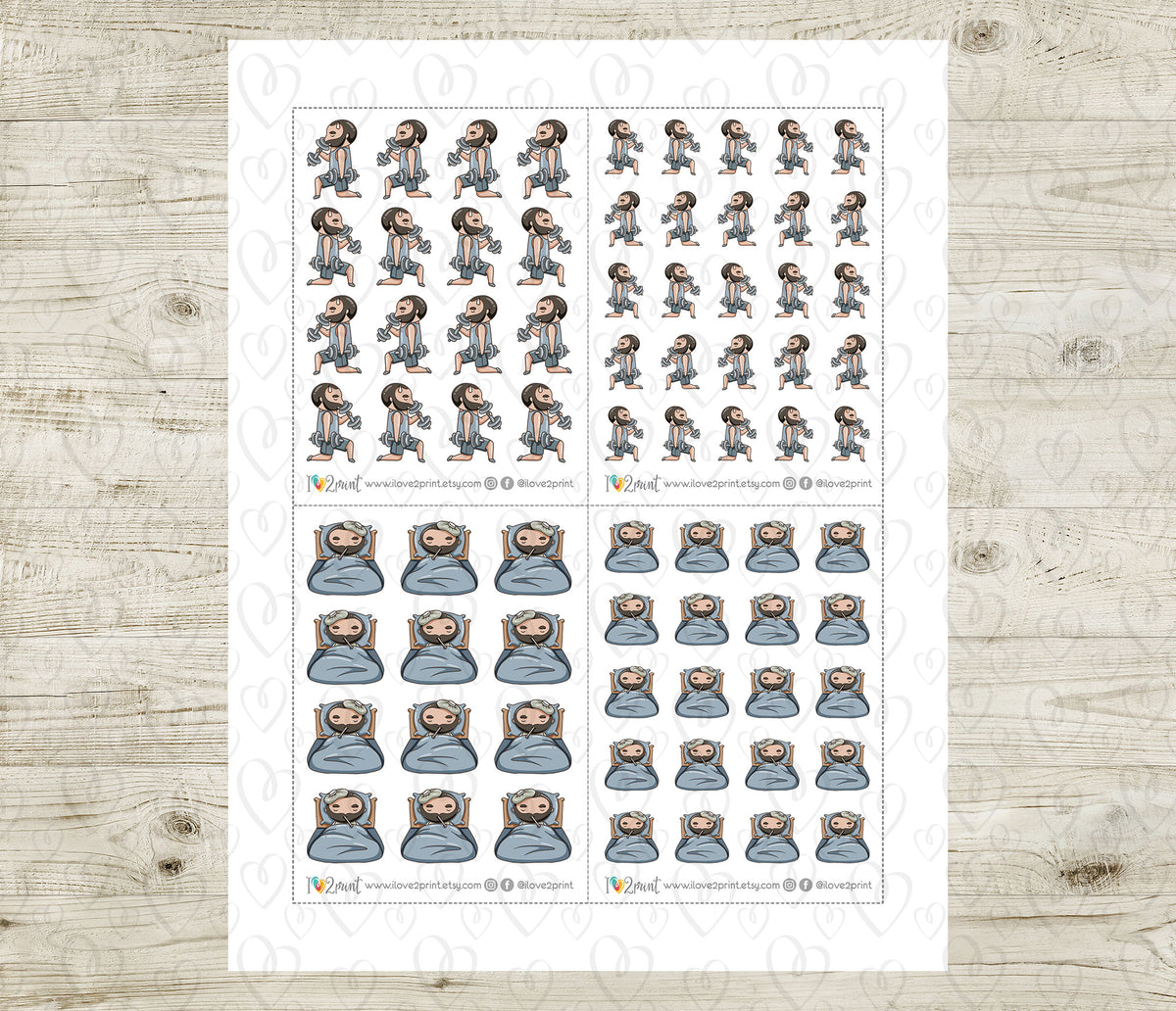 Oliver Chores Set 3 Light Skin Printable Stickers | Cut Files