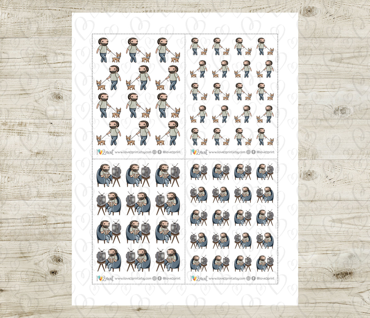 Oliver Chores Set 3 Light Skin Printable Stickers | Cut Files