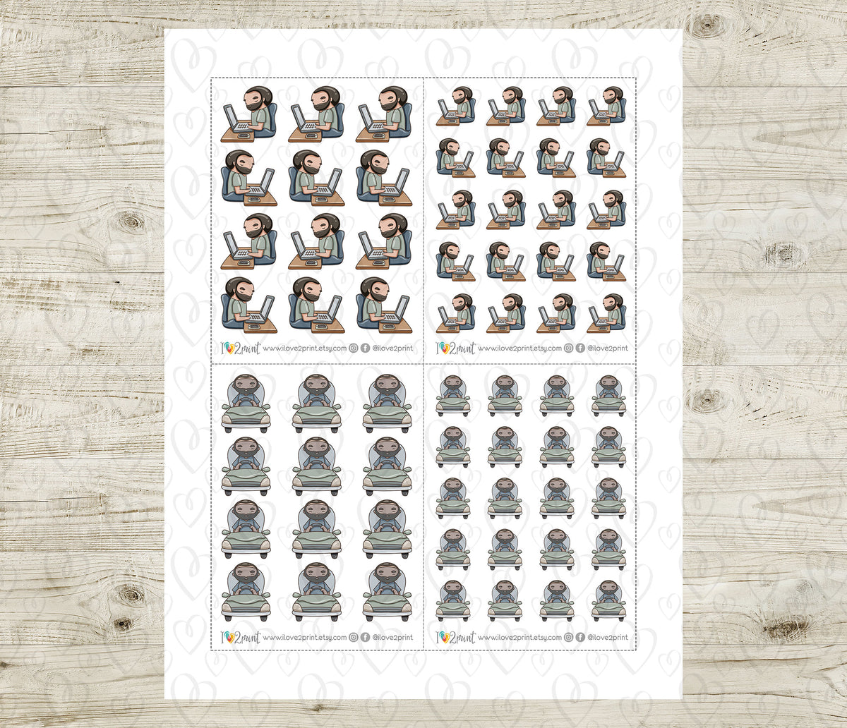 Oliver Chores Set 3 Light Skin Printable Stickers | Cut Files